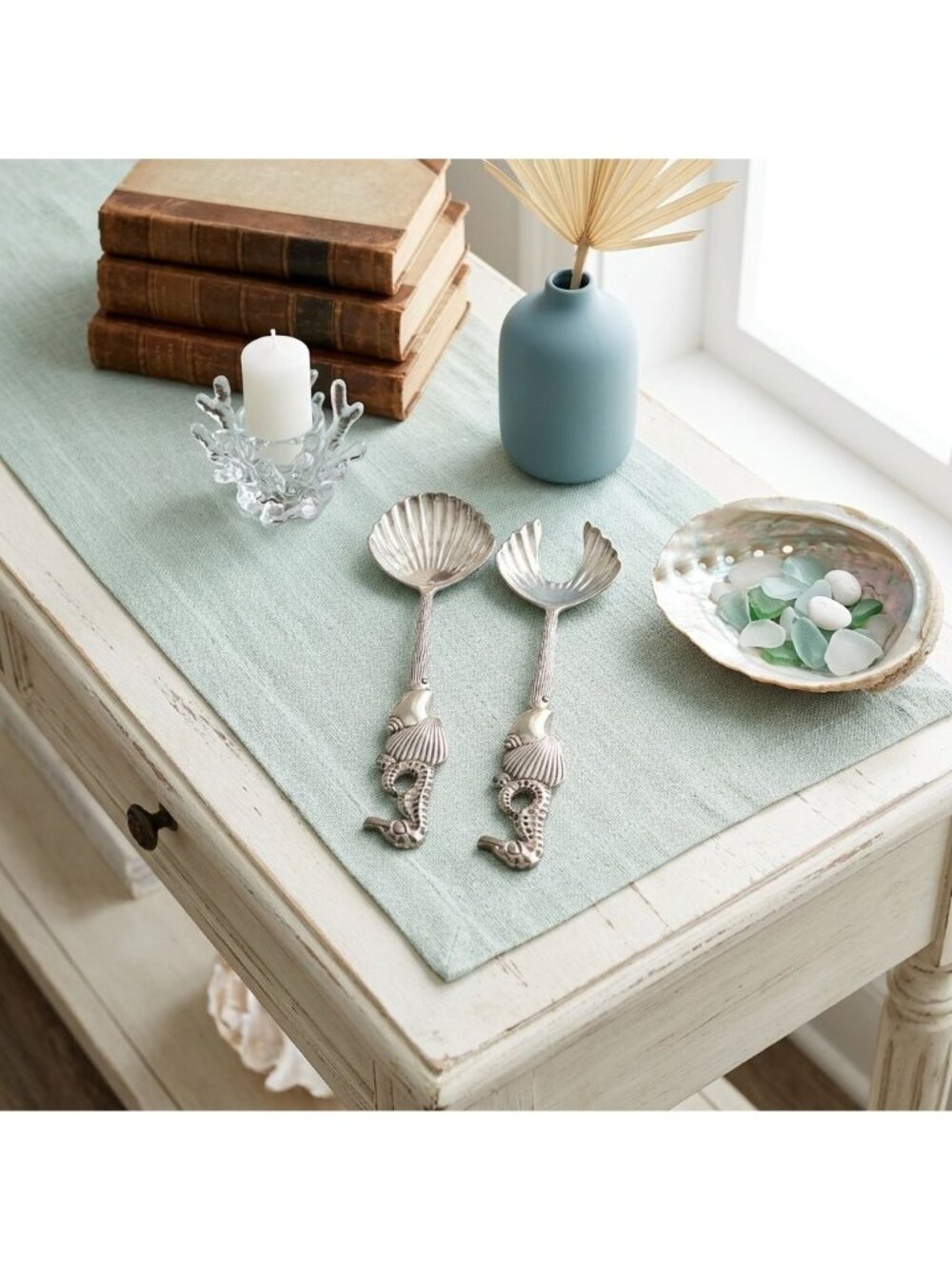 Vintage Godinger Silver Seahorse Shell Salad Serving Set Fork Spoon 11"